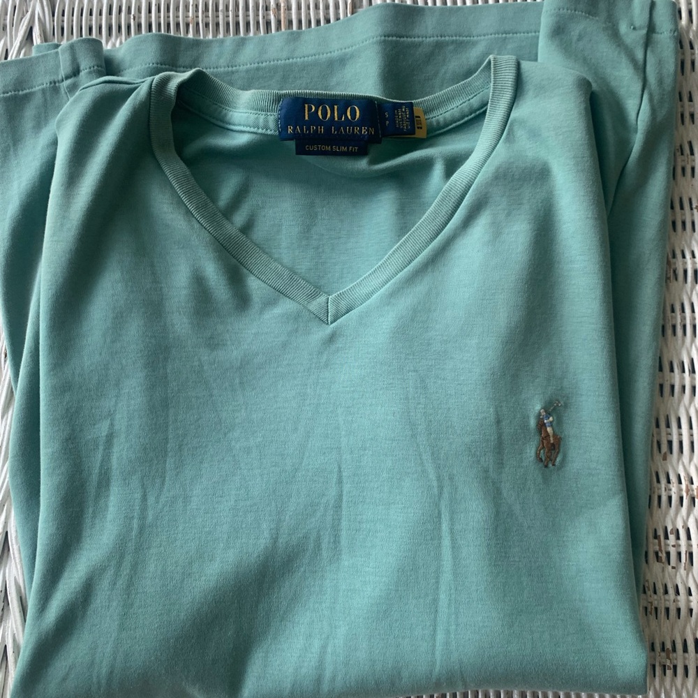 Ralph Lauren Aqua V-Neck Tee